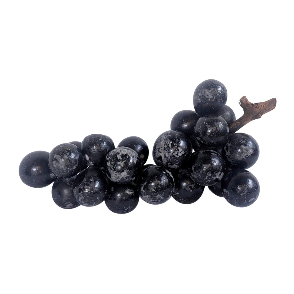 Vintage Italian Black Alabaster Grape Cluster 60s MCM Large Stonefruit Sculpture